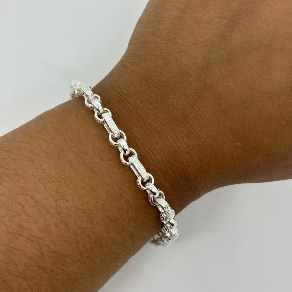 Sterling silver patterned gypsy link bracket
