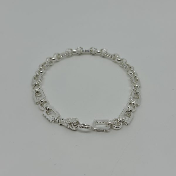 Sterling silver cubic zirconia gypsy link bracket - Image 4