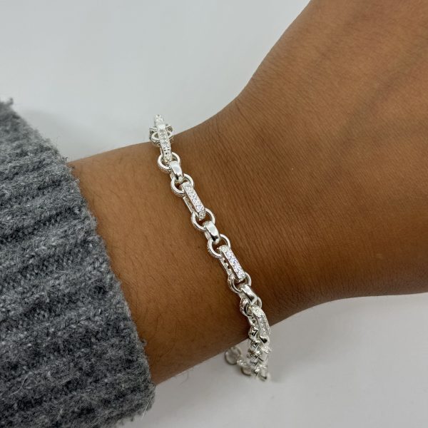 Sterling silver cubic zirconia gypsy link bracket