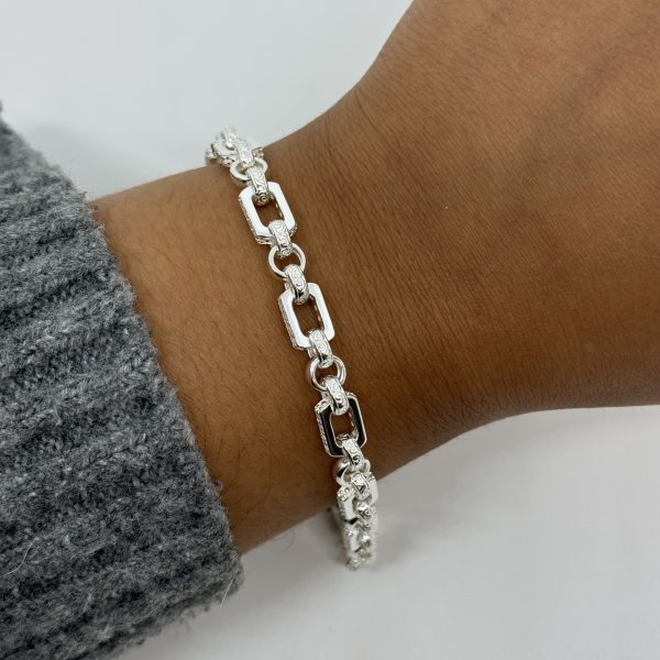 Sterling silver cubic zirconia gypsy link bracket - Image 2