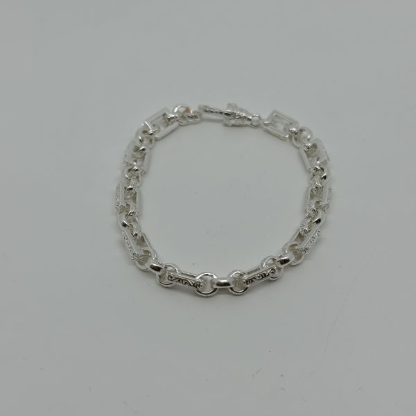 Sterling silver patterned gypsy link bracket - Image 3