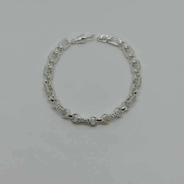Sterling silver cubic zirconia gypsy link bracket - Image 2