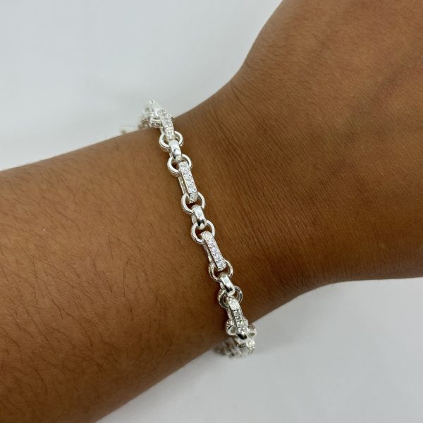 Sterling silver cubic zirconia gypsy link bracket