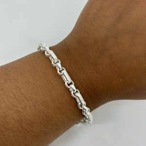 Sterling silver patterned gypsy link bracket