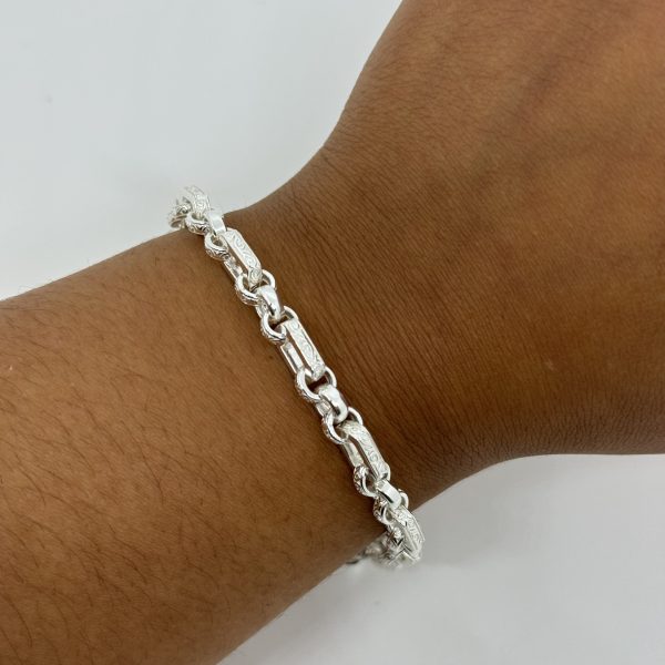 Sterling silver patterned gypsy link bracket