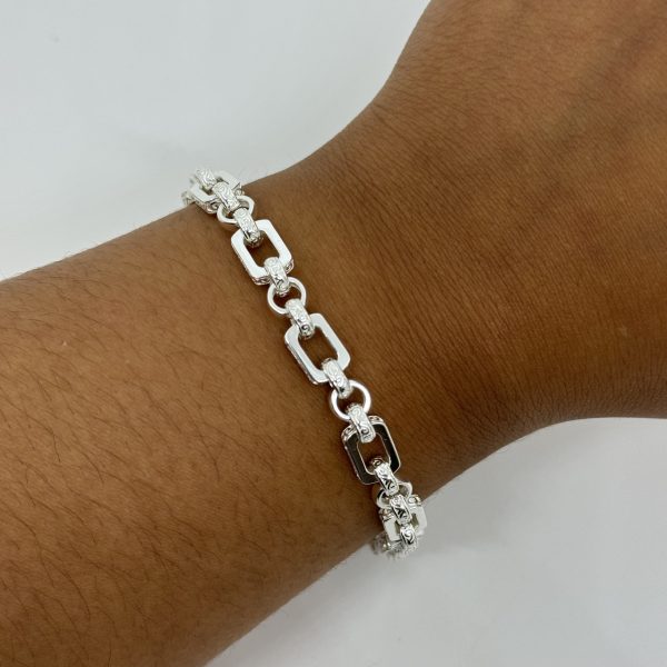 Sterling silver patterned gypsy link bracket - Image 2