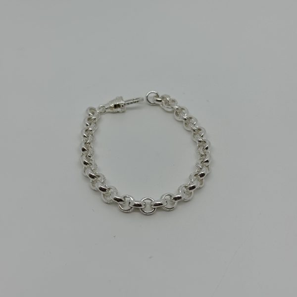 Sterling silver plain and patterned belcher bracelet - Image 2
