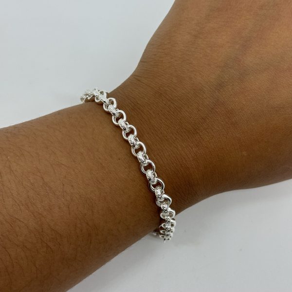 Sterling silver plain and patterned belcher bracelet