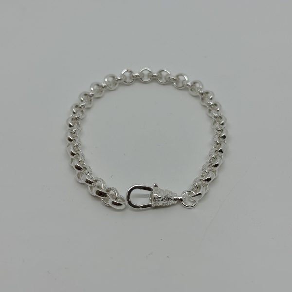 Sterling silver plain and patterned belcher bracelet - Image 3