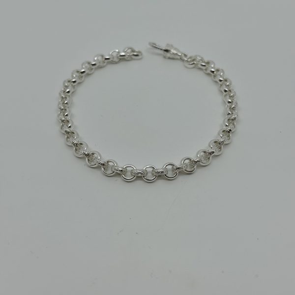 Sterling silver plain and patterned belcher bracelet - Image 2