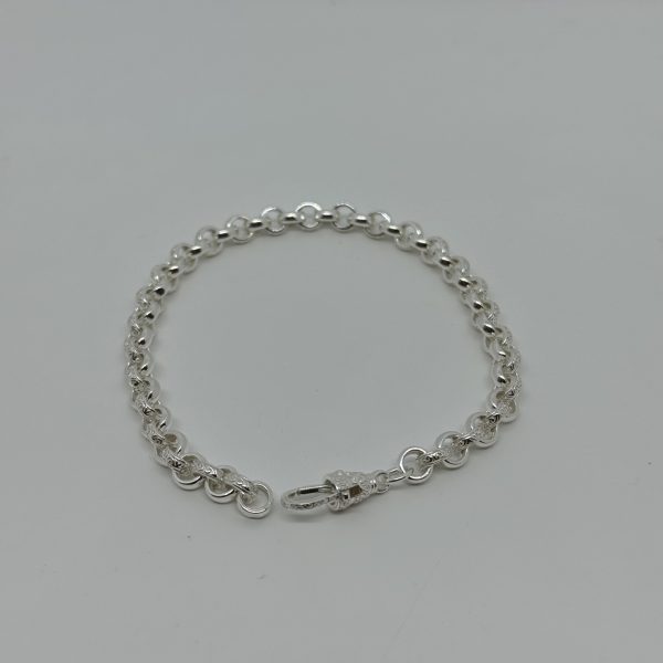 Sterling silver plain and patterned belcher bracelet - Image 3