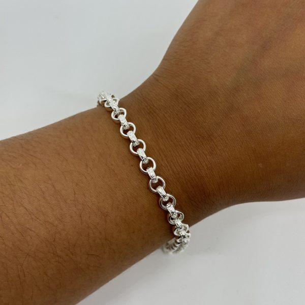 Sterling silver plain and patterned belcher bracelet