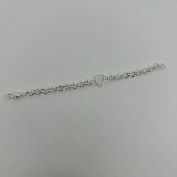 Sterling Silver Kids Open Heart belcher bracelet - Image 5