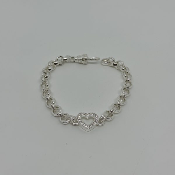 Sterling Silver Kids Open Heart belcher bracelet - Image 2
