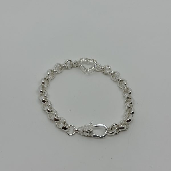 Sterling Silver Kids Open Heart belcher bracelet - Image 3