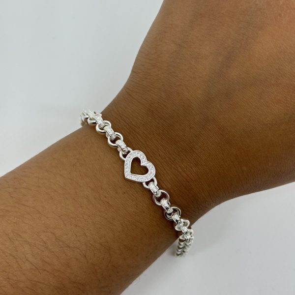 Sterling Silver Kids Open Heart belcher bracelet