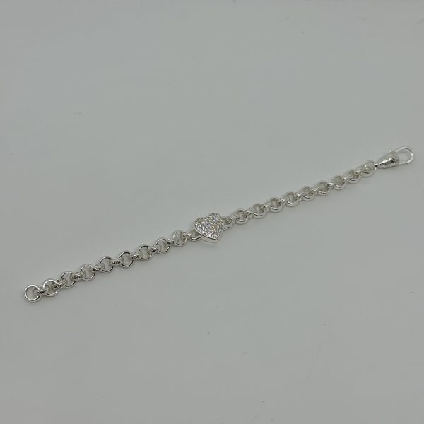 Sterling Silver Kids full Heart belcher bracelet - Image 4