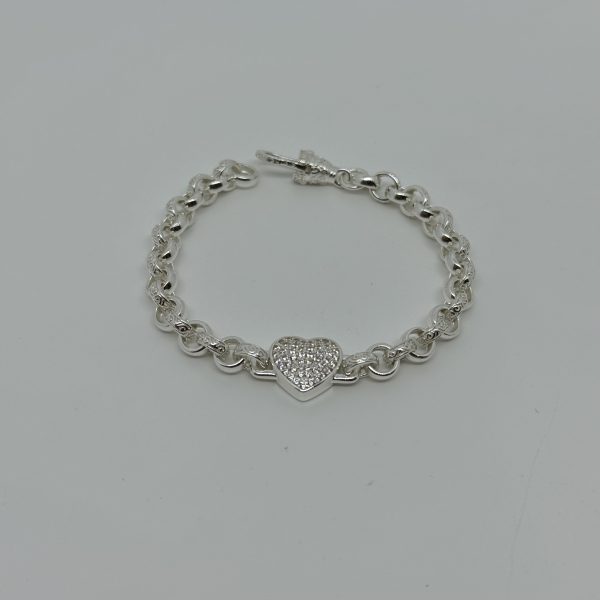 Sterling Silver Kids full Heart belcher bracelet - Image 2