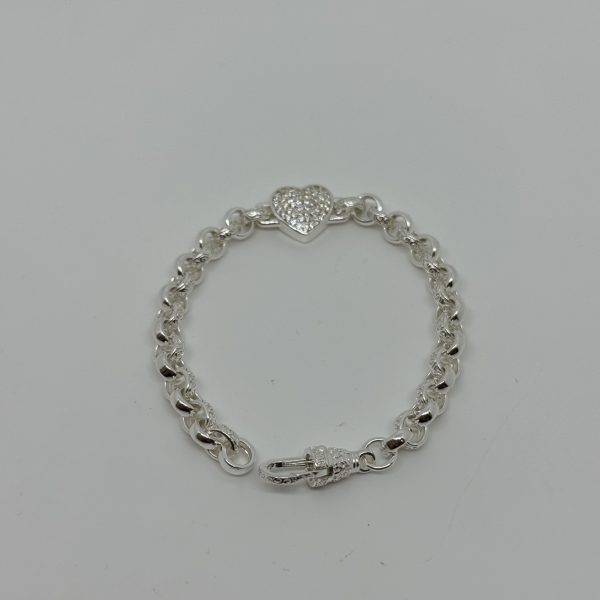 Sterling Silver Kids full Heart belcher bracelet - Image 3