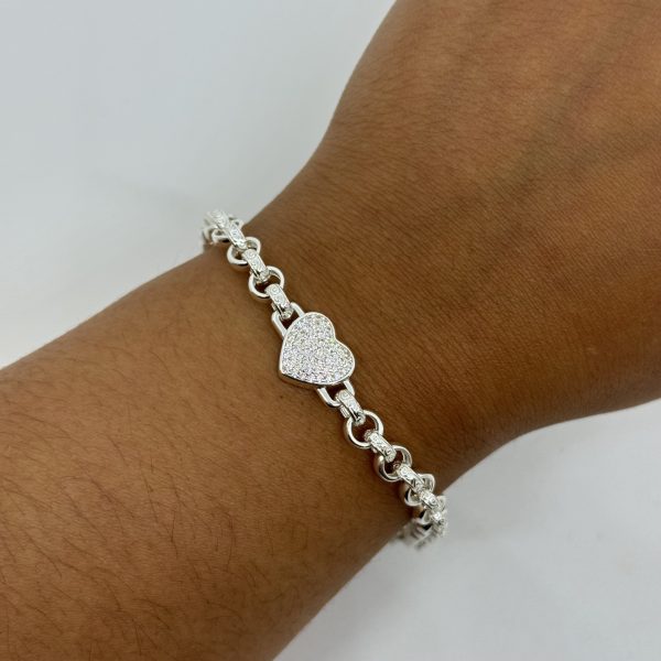 Sterling Silver Kids full Heart belcher bracelet