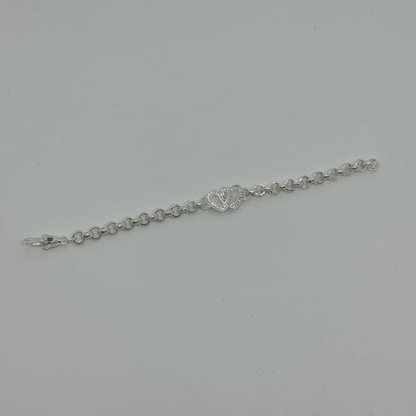 Sterling Silver Kids Double Heart belcher bracelet - Image 5