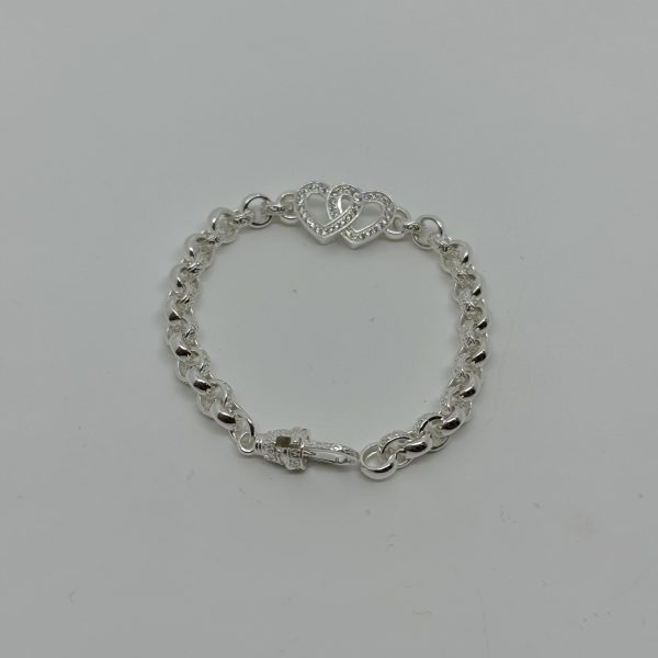 Sterling Silver Kids Double Heart belcher bracelet - Image 3