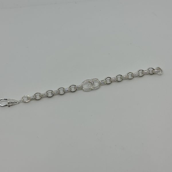 Sterling silver cubic zirconia horse shoe belcher bracelet - Image 5