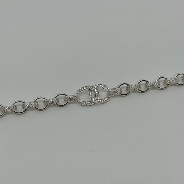 Sterling silver cubic zirconia horse shoe belcher bracelet - Image 4