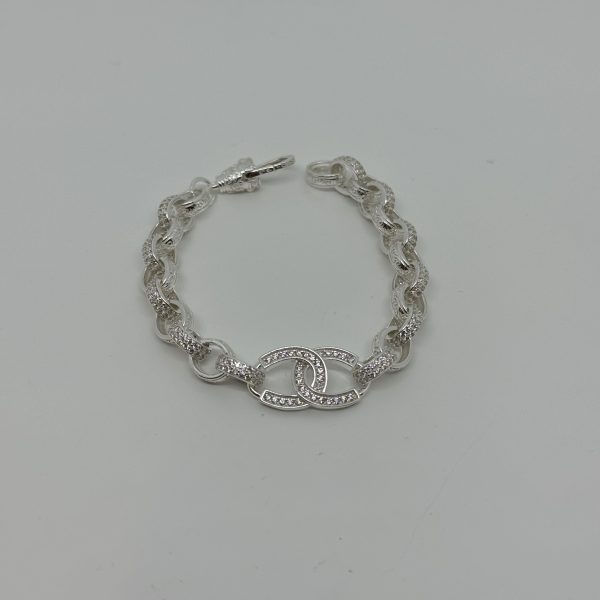 Sterling silver cubic zirconia horse shoe belcher bracelet - Image 2