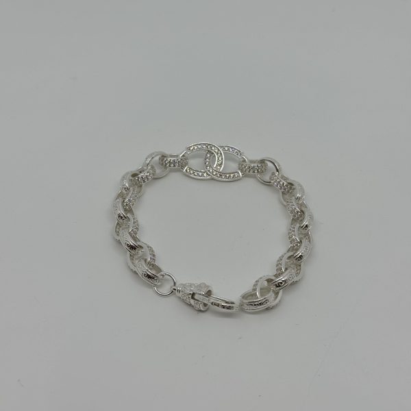 Sterling silver cubic zirconia horse shoe belcher bracelet - Image 3