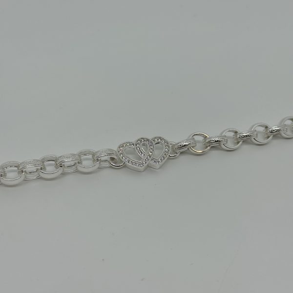 Sterling Silver Double Heart belcher bracelets - Image 3