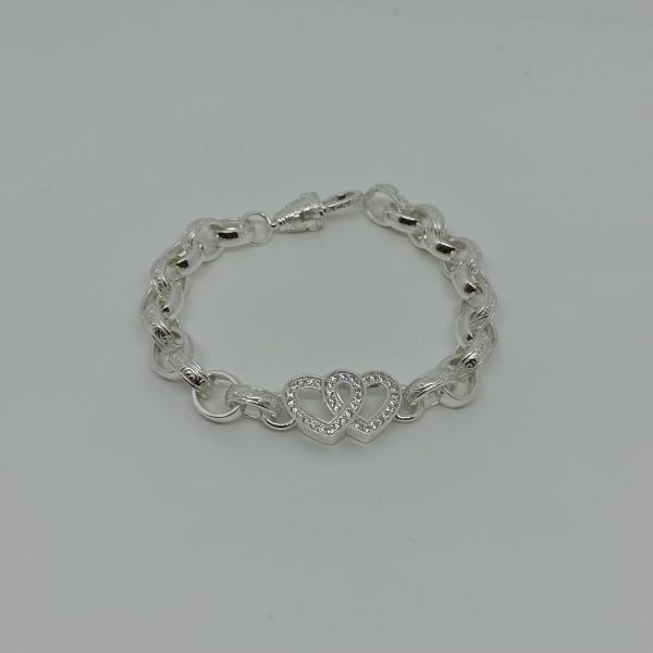 Sterling Silver Double Heart belcher bracelets - Image 2
