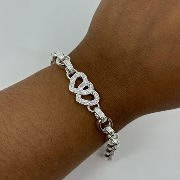 Sterling Silver Double Heart belcher bracelets