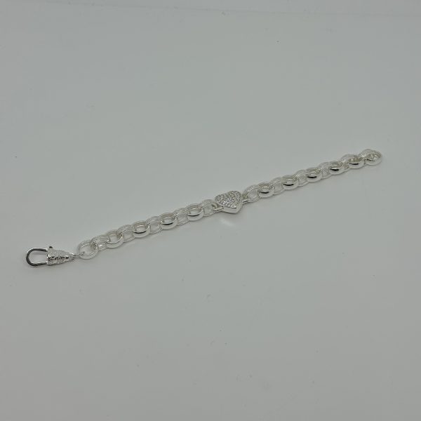 Sterling Silver Full Heart belcher bracelet - Image 5