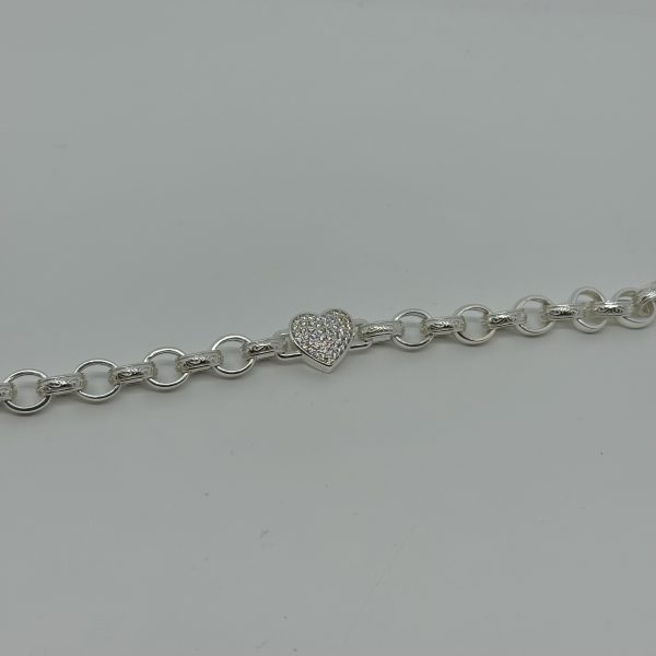 Sterling Silver Full Heart belcher bracelet - Image 4