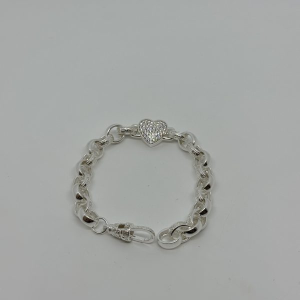Sterling Silver Full Heart belcher bracelet - Image 3