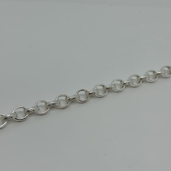 Sterling silver plain and patterned belcher bracelet - Image 4
