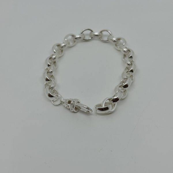 Sterling silver plain and patterned belcher bracelet - Image 3
