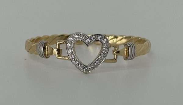KIDS 9CT GOLD OPEN HEART BANGLE 13 GRAMS