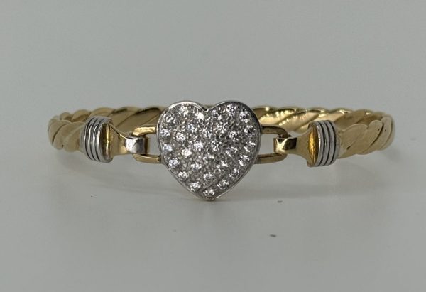 KIDS 9CT GOLD FULL HEART BANGLE 13 GRAMS