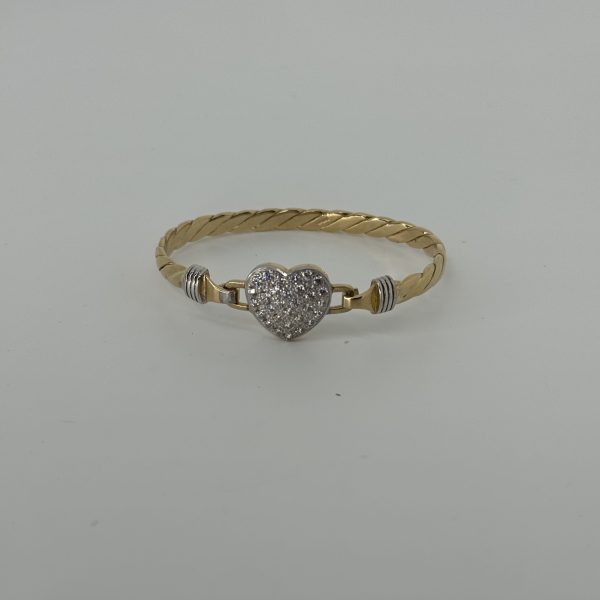 KIDS 9CT GOLD FULL HEART BANGLE 13 GRAMS - Image 2