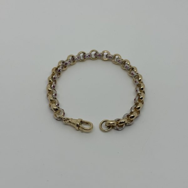 LADIES 9CT GOLD PINK STONE BELCHER BRACELET 17 GRAMS - Image 4