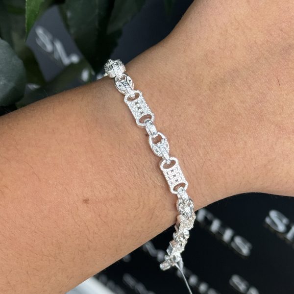 Sterling silver star bar and tulip bracelet