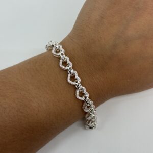 Sterling Silver Ladies Baby Pink Love Heart Bracelets