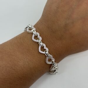 Sterling Silver Ladies Baby Pink Love Heart Bracelets